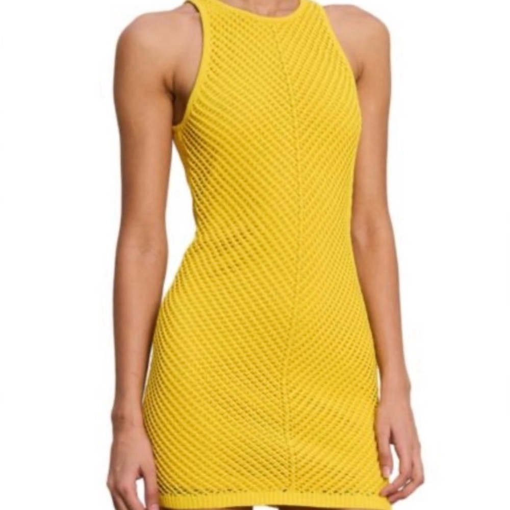 A.L.C. Yellow Ribbed Halter Mini Dress